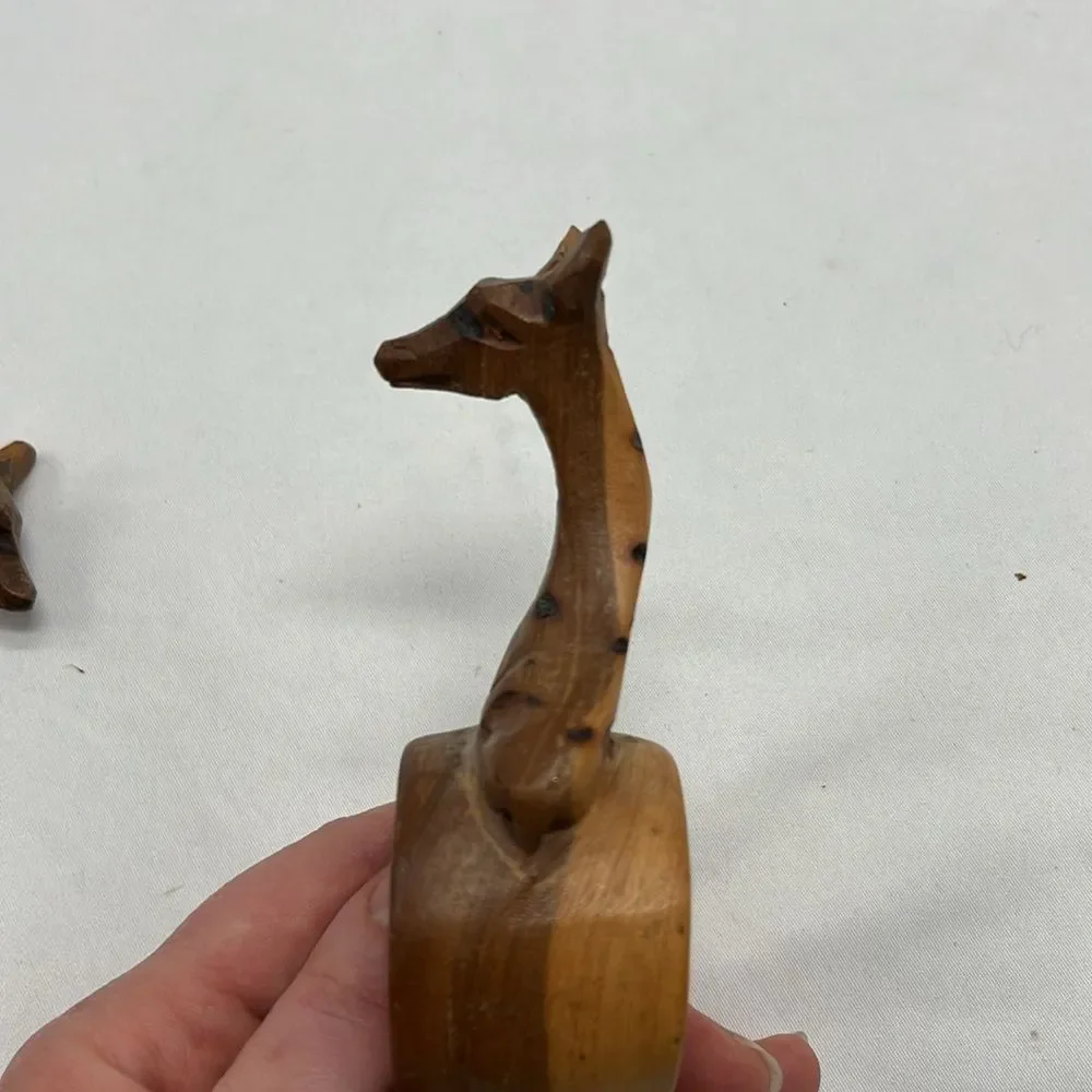 Set of Two Handcarved Giraffe Napkin Rigs